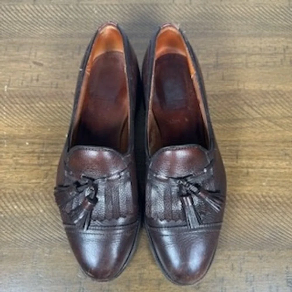 Allen Edmonds Loafers Mens 9 D Brown Dalton Kiltie Tassel Pebble Grain Leather
